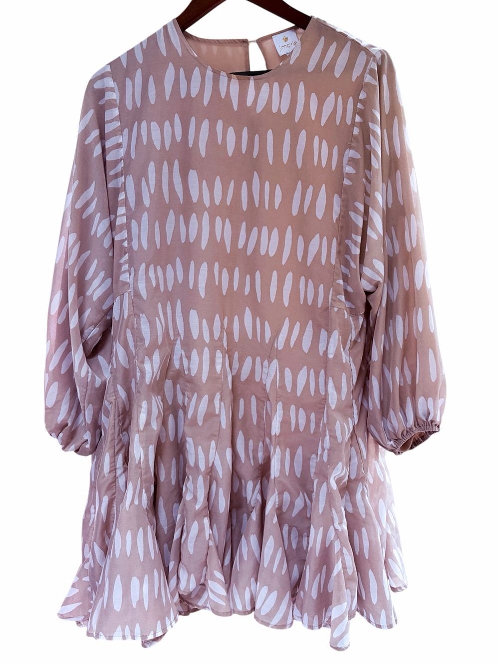 J Marie Harriet Rope Dress Taupe Pink Abstract Mini Dress Large
